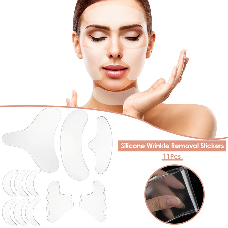 Adesivo de silicone reutilizável para remoção de rugas, rosto, testa, pescoço